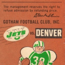 1967 Denver Broncos vs. New York Jets Football Ticket Art